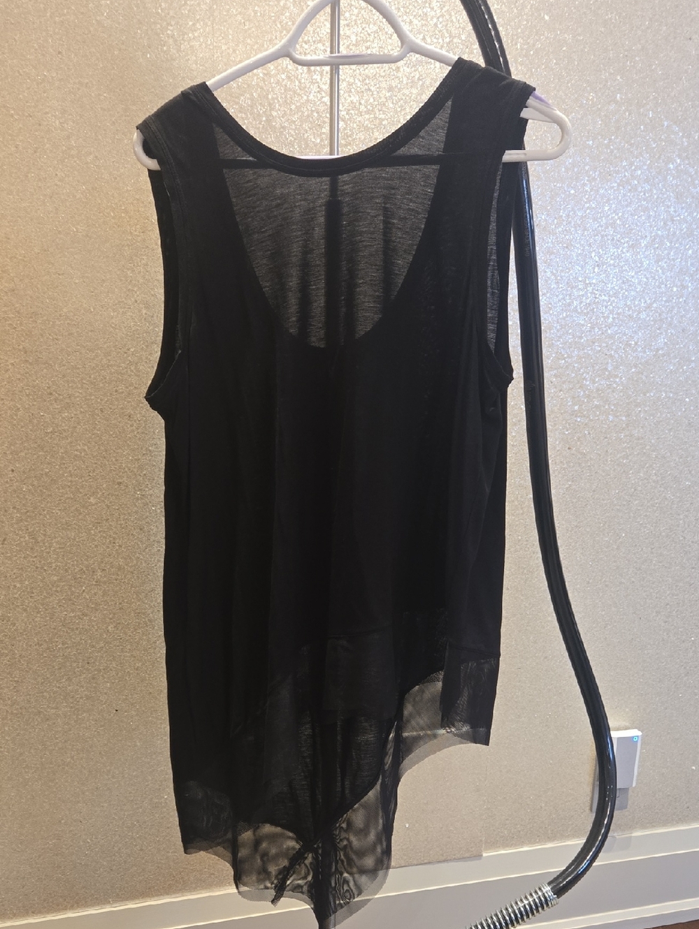 BCBGMaxAzaria Black Sleeveless Sheer Layered Women's Top